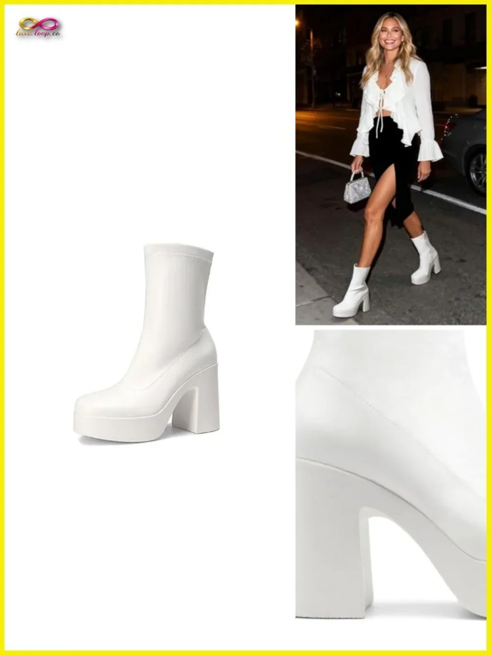 Platform Gogo Ankle Boots Chunky Block Heel Square Toe Booties